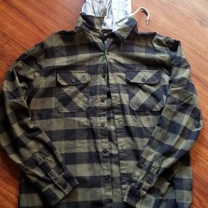 Mens Flannel Shirt with Hood